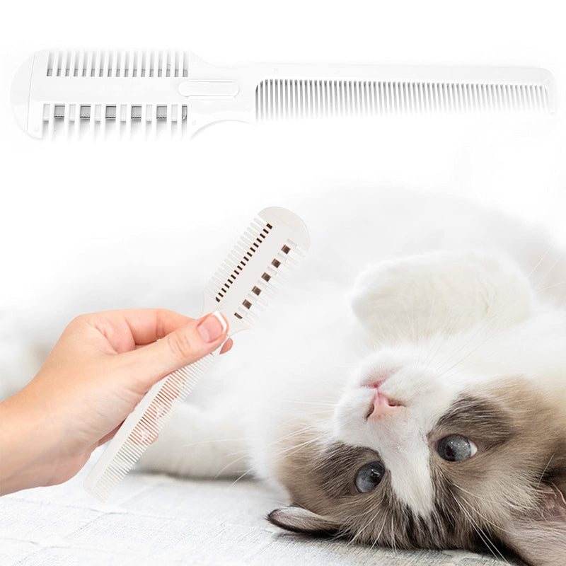 Pet Hair Trimmer Comb, Pet Hair Cutting Comb, Pet Split End Trimmer, Pet Hair Cutting Tools, Grooming Razor Thinning Dog Cat Floating Hair Remover with 5 Blades - BeesActive Australia