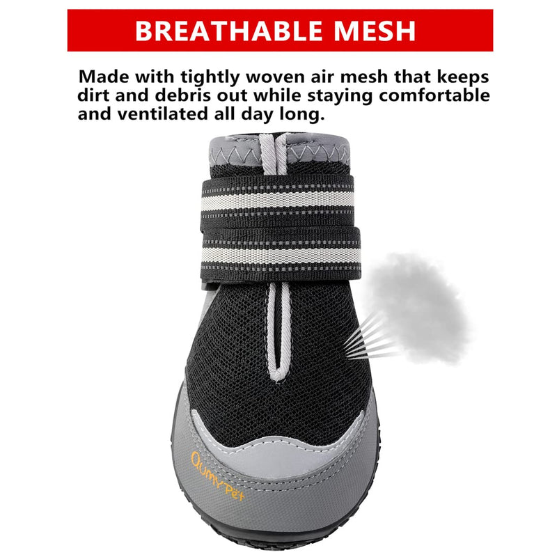 QUMY 4PCS Dog Boots for Large Dogs, Medium Dog Shoes & Paw Protectors for Hot Pavement, Summer Heat Protection, Mesh Breathable Skid-Resistant Dog Booties for Hardfloors, Walking Running Hiking 0Black-4PCS Size 1: 1.8''x2.3''(Width*Length) - BeesActive Australia