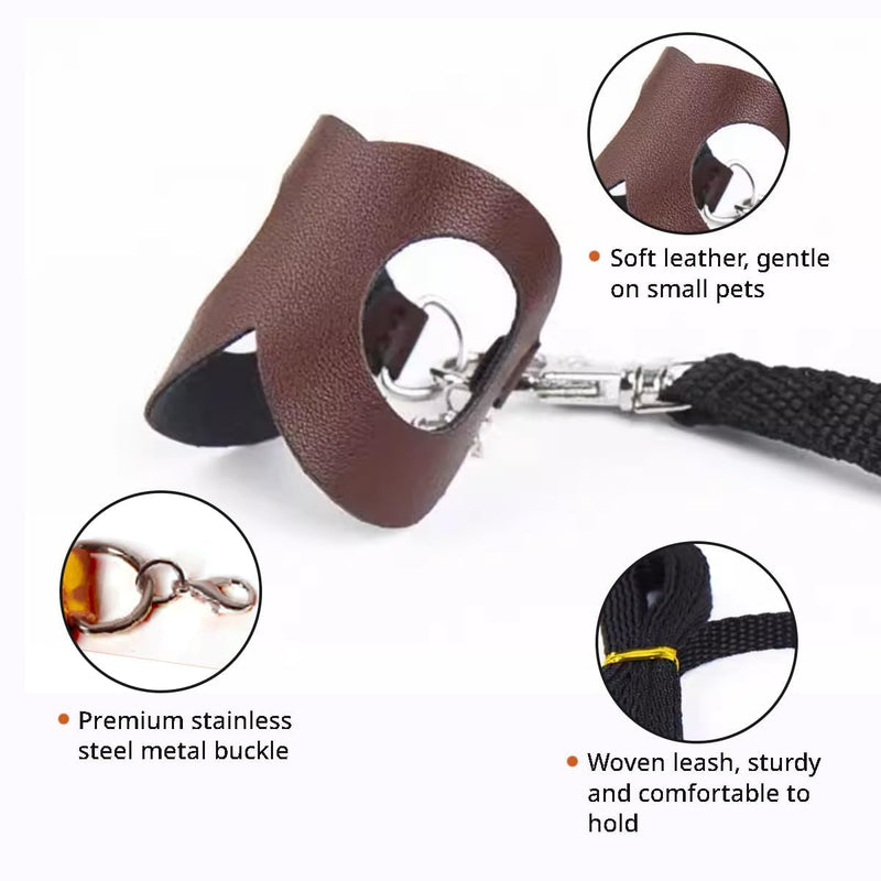 MANON ROSA Sugar Gliders Harness Leash Set - 3 Pcs Training Walking Gear Small Animal Adjustable Traction Ropes Vest for Squirrels Hamsters Rats Gerbils Reptiles Bearded Dragon Lizards Black 01 Black - BeesActive Australia