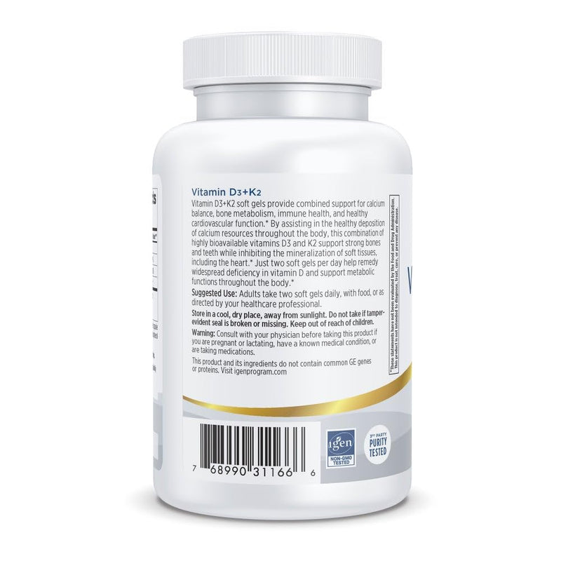 Nordic Naturals Pro Vitamin D3 + K2, 4000 IU D3, 180 mcg K2-60 Count | 4000 IU Vitamin D3 + 180 mcg K2. Bone Health & Immune Function. Calcium Balance Support. Orange Flavor. Non-GMO. 30 Servings.
