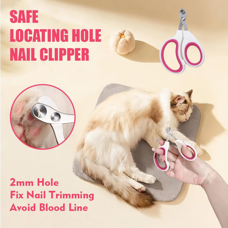 Cat Brush Shedding Kit 5pcs - Cat Brush for Shedding for Long Haired Cats, Cat Brushes for indoor Cats, Dog Brush Kit for Small Dogs, Cat Brush for Matted Fur Hair with Flea Comb Set Pink - BeesActive Australia