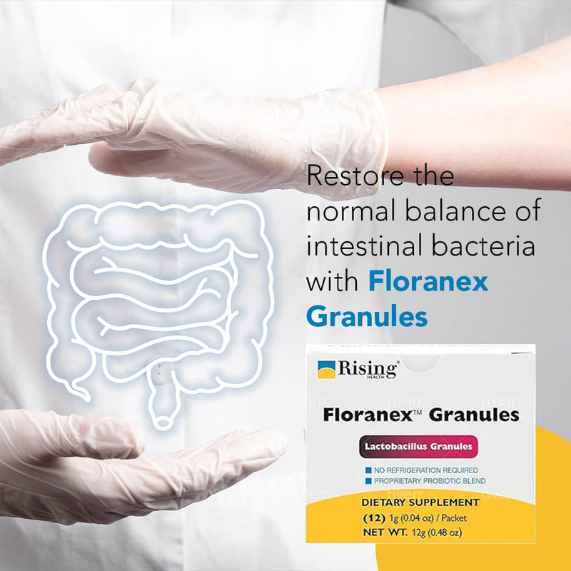 Rising Health Floranex™ Lactobacillus Probiotic Dietary Supplement Granules for Digestive & Gut Health, Daily Probiotic Support - 12 Packets Floranex Granules