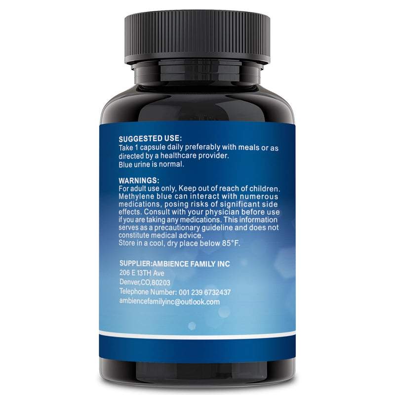 Methylene Blue Capsules — Premium Quality Methylene Blue with Vitamin C Ester, Dietary Supplement, 60 Easy‑to‑Swallow Capsules