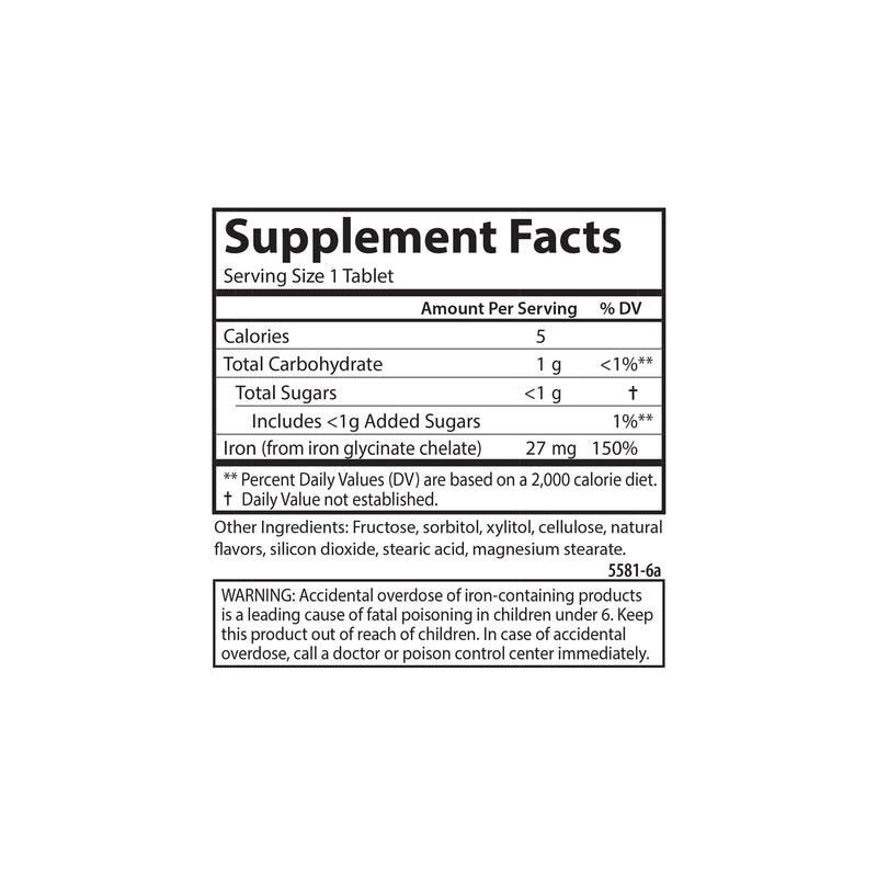 Carlson Chewable Iron, 27 mg, Superior Absorption, 60 Chewable Tablets | Grape; Energy Production; Optimal Wellness Natural Grape 60 Count (Pack of 1)
