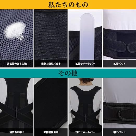 ZSZBACE Posture Supporter, Cat Back Belt, Posture Belt, Unisex, Sweat Absorbent, Breathable, Easy to Put On and Take Off, Back Muscle Belt, Black, M: 31.5 - 37.4 inches (80 - 95 cm) - BeesActive Australia