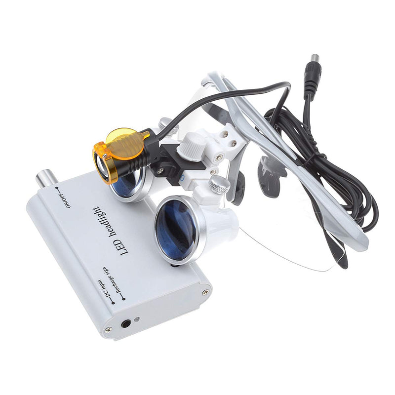 3.5X-420mm Loupes Binocular Magnifier Loupe with 3W LED Spot Filter Headlamp (Silver) Silver - BeesActive Australia