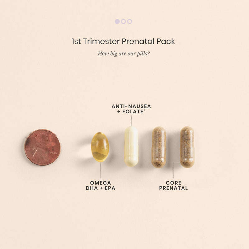 Perelel 1st Trimester Prenatal Vitamins for Women, Folate, Omega 3, Iron | Nutritional Support for Early Pregnancy, Vitamin D, Iron, & Ginger, Soy & Gluten Free, Non-GMO, 30 Daily Pill Packs