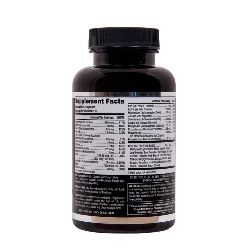 Chucks Essentials V3.0-3 Month Supply - The Bearded Mans Multivitamin are 90 Capsules, for Growing Beard, Loaded with The Vitamins, Nutritional & Minerals Supplements V3 for Thicker & Stronger 3 packs