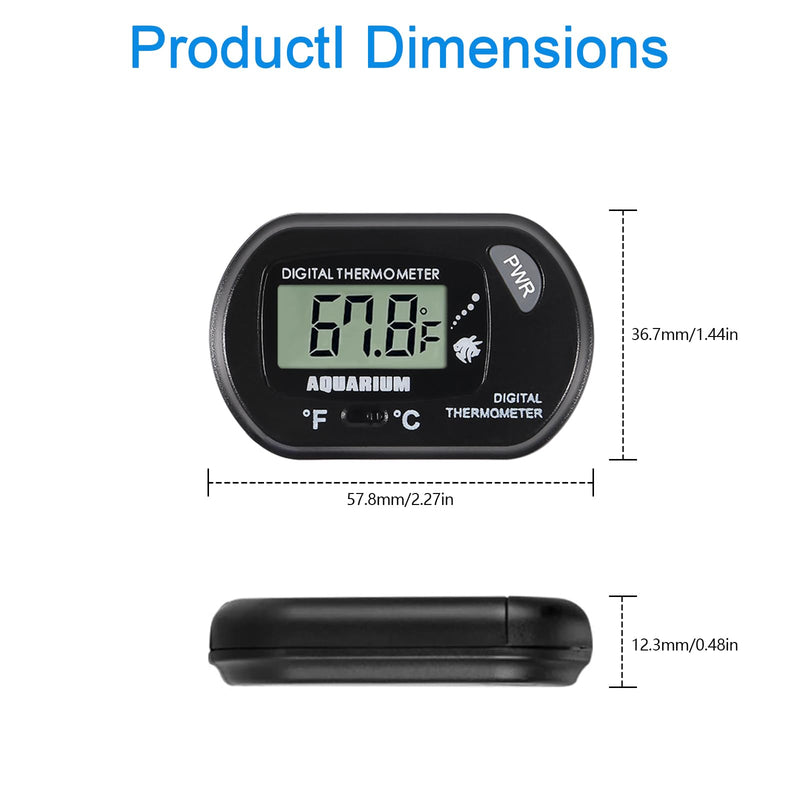 8pcs Aquarium Thermometer LCD Digital Fish Tank Thermometer with Water-Resistant Sensor Probe and Suction Cup for Turtle Incubators Terrarium Water Thermometer 8pcs - BeesActive Australia