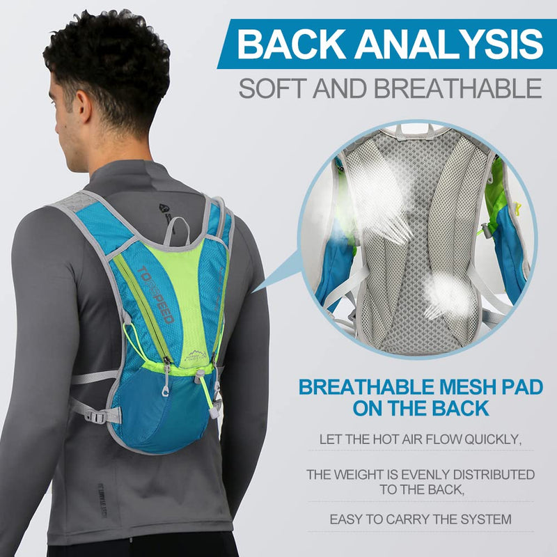 Hydration Pack Backpack，IX INOXTO Running Hydration Vest with 1.5L ( 50 oz) Water Bladder for Men Women，Lightweight Water Backpack for Hiking Cycling Climbing Camping Blue