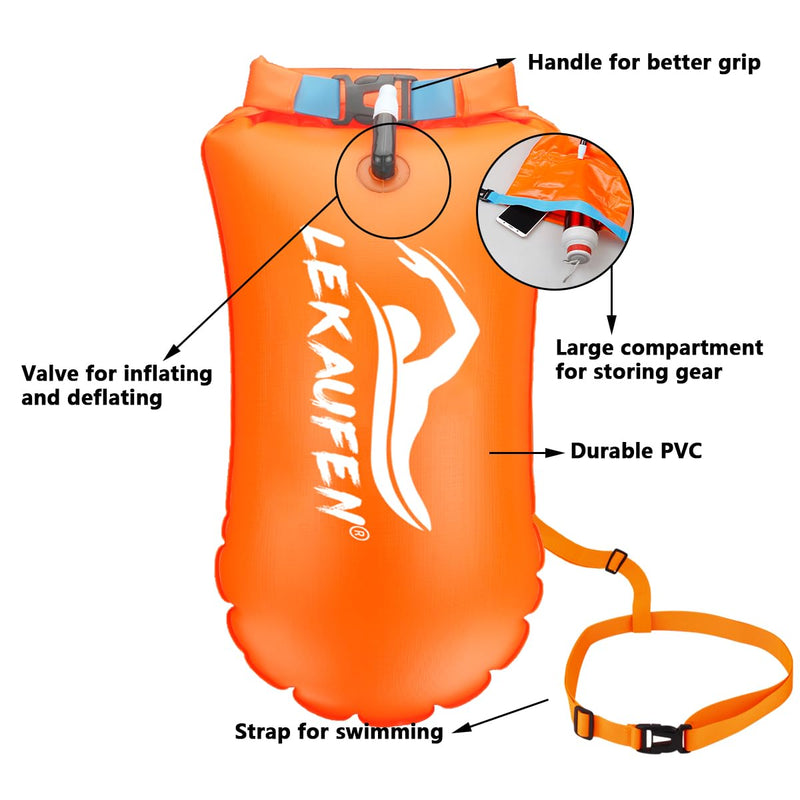 Swim Buoy for Open Water 2 Pack, 20L Swim Safety Float Waterproof Dry Bag for Swimmers Triathletes Kayakers Snorkelers, Swimming Pull Buoy for Safer Swim Training (Yellow & Orange) Yellow - BeesActive Australia