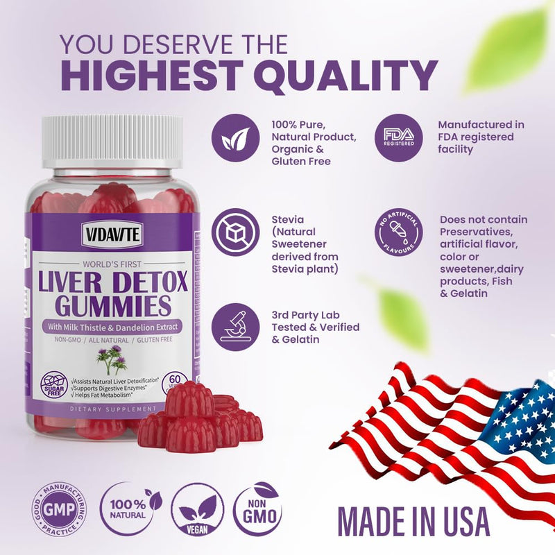 Sugar-free Liver Cleanse Detox & Repair Gummies ‚Äî 1500mg Milk Thistle Supplement with Artichoke, Dandelion and 20+ Herbs ‚Äî Essential Liver Support Supplement for Men & Women(60 Vegan Gummies) Apple - Basic Variant - BeesActive Australia