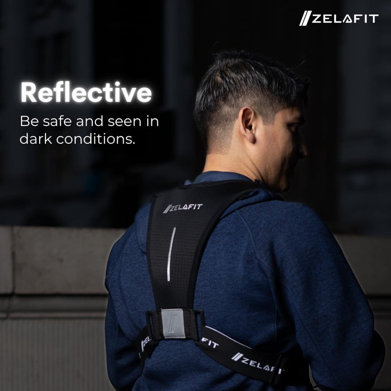 ZelaFit™ Running Vest for Women & Men Running Phone Holder – Perfect for Running Gear, Running Accessories, Running Essentials - Lightweight Chest Rig Phone Holder for Running (Black)