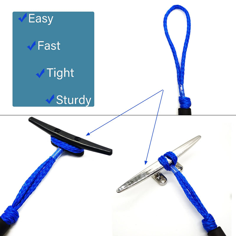 Pack of 4 Bungee Dock Lines for Boat Shock Absorb Dock Tie Mooring Rope Boat Accessories 4-5.5 ft blue
