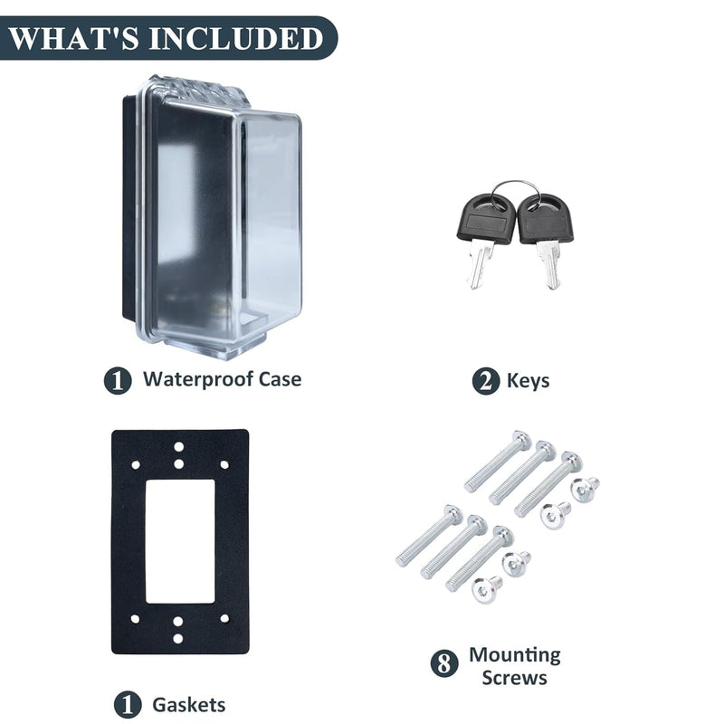 Baby Safety Outlet Cover Box-Key Lock for Much Better Toddler Proofing,Easier Operation,Simple 4 Step Install with Included Screws,Suitable for all Standard Electrical Outlets and Wall Switch 1 Pack