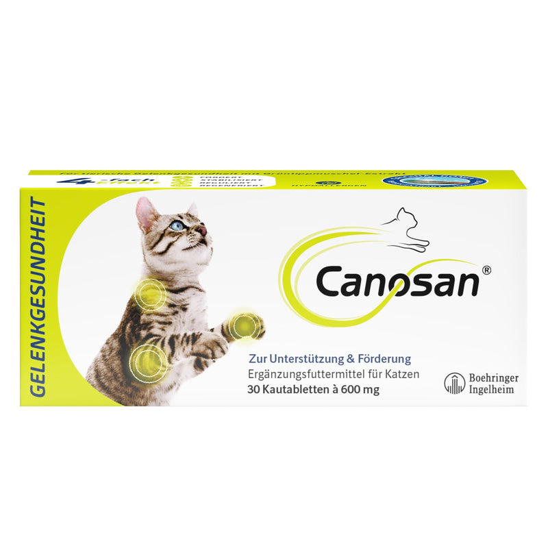 Boehringer Ingelheim Canosan chewable tablets for cats | Double pack | 2 x 30 chewable tablets of 600 mg | Supplementary food for cats with joint problems | Contains Gonex - BeesActive Australia