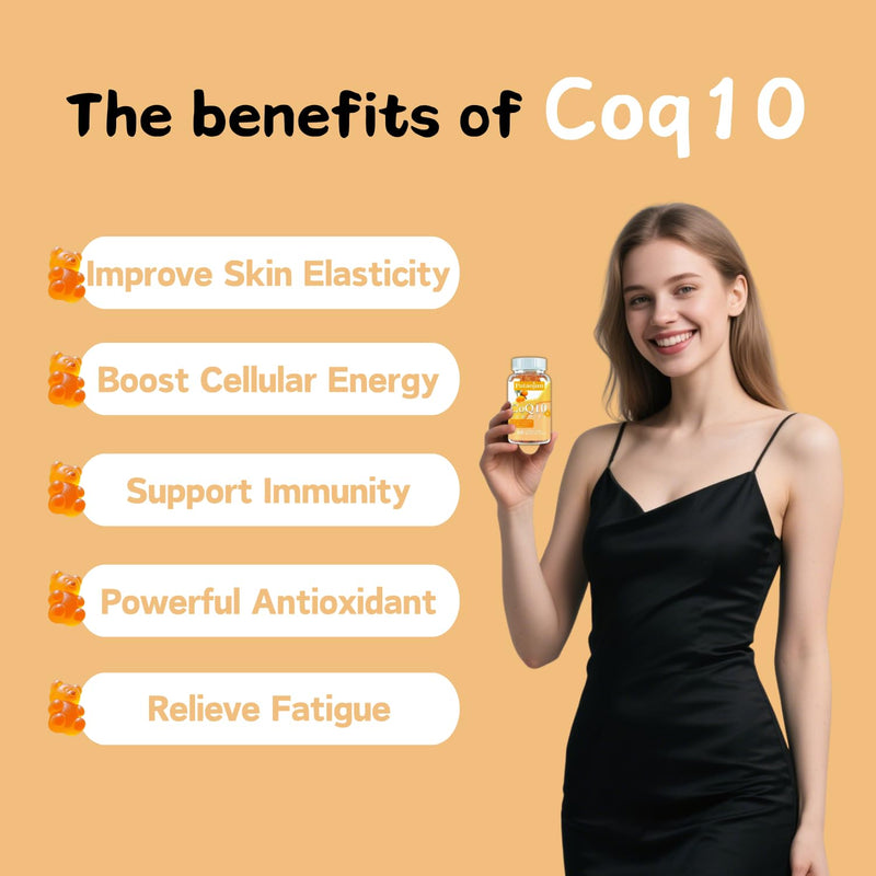 coq10 Gummies | coq10 Gummies for Adults | Orange Flavor | Sugar Free Coenzyme Q10 Vitamins Muscle & Bone Energy | Ultra High Absorption, Cellular Energy, Antioxidant (120 Count (Pack of 2)) 60 Count (Pack of 2)