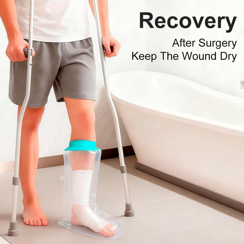 CIVJET Waterproof Cast Cover for Shower Adult Half Leg – Reusable Leg Cast Protector with Soft Ring Seal, Leakproof Cast Covers for Showering Foot Ankle Calf Surgery, Shower Boot for Injury Recovery Short Leg