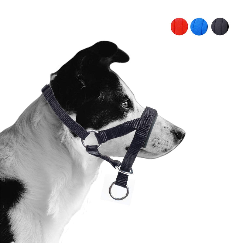 ILEPARK dog halter with padded fabric, halter collar for dogs, adjustable and pulling prevention. (L,Black) L Black - BeesActive Australia