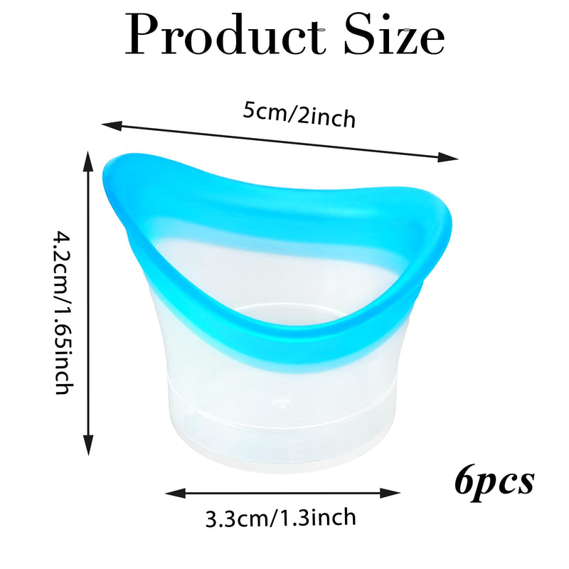 Eye Wash Cups for Eye Wash Bath Kit 6 Pack Silicone Eyes Cleaning Cup Reusable Eyewash Cleaner Cups Portable Eyes Rinse Cup Care Tool for Relief Cleansing Make up Dust Quick Discomfort