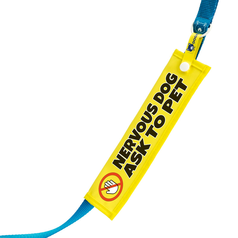 Nervous Dog Ask To Pet Sleeve for Reactive Nervous Dogs, Reflective, Waterproof, Double Sided Slip-on for the Dog Lead (Yellow - Don't Touch Sign) Yellow - Don't Touch Sign