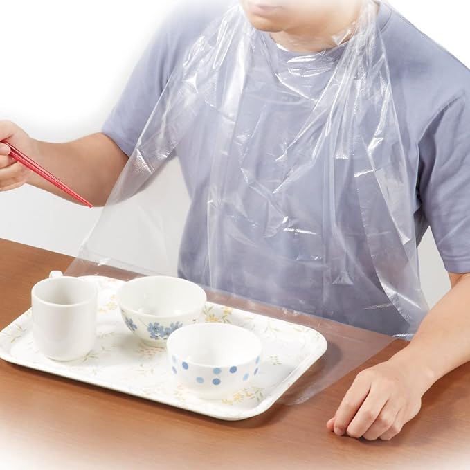 Plus Heart 73740 Disposable Meal Aprons with Pockets, 60 Pieces, Clear, Spill Catch - BeesActive Australia