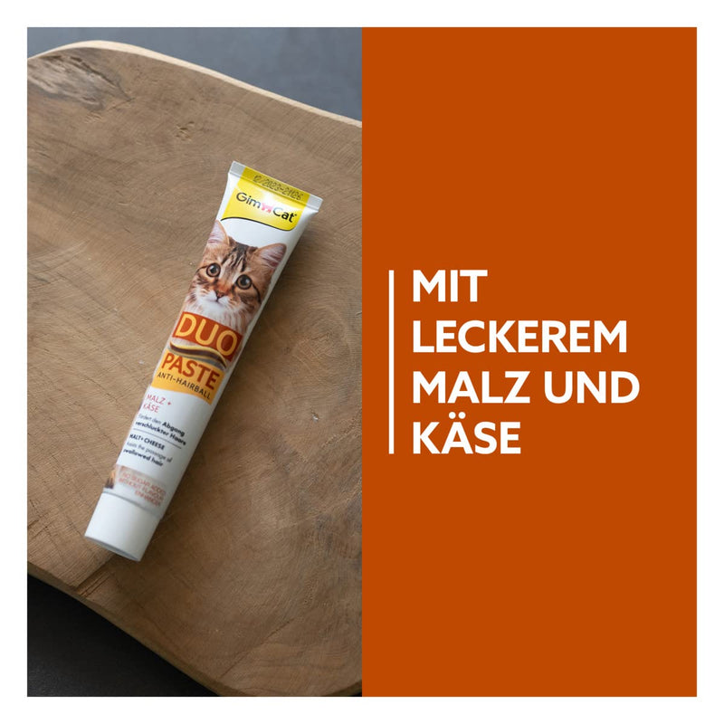 GimCat Duo Paste Anti-Hairball Malt and Cheese - This cat snack promotes the natural passage of ingested hair - 1 tube (1 x 50 g)