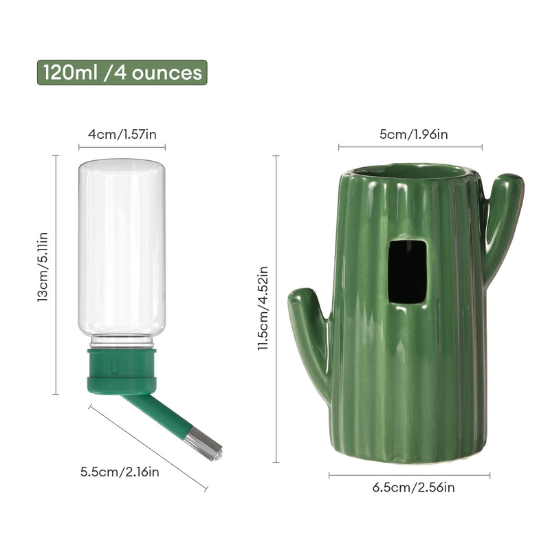 BUCATSTATE Cactus Ceramic Leakproof Hamster Water Bottle Guinea Pig Water Bottles Rabbit Water Bottle with Holder Water Feeder for Small Animals (Green) Green - BeesActive Australia