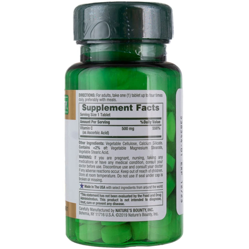 Nature's Bounty Pure Vitamin C 500 mg - 100 Tablets, Pack of 4 100 Count (Pack of 4)