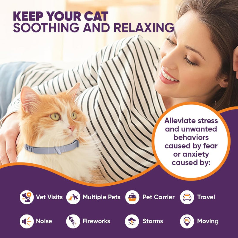 Calming Collars for Cats with Pheromones, Anxiety and Stress Relief 6 Pack Adjustable and Waterproof. Drug Free Solution Helps Reduce Spraying,Aggression and Nervous Behavior