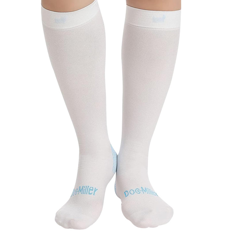 Doc Miller TED Hose Knee High Anti Embolism Stockings for Women & Men, Hospital Style Surgical Stockings, Plus Size White Compression Socks 15-20mmHg, Support Hose with Inspection Hole (M-5XL) Large (1 Pair)