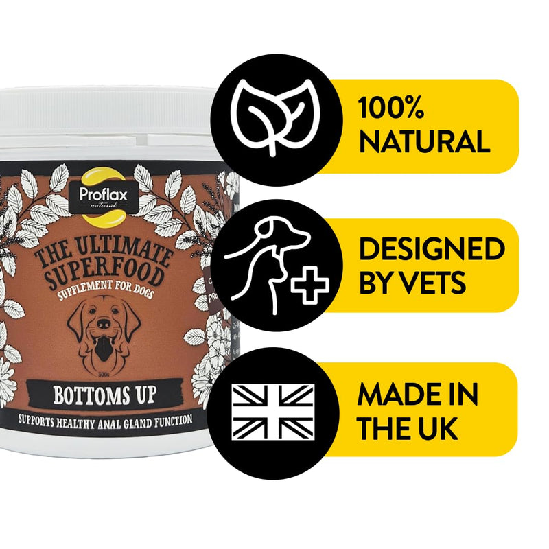 Proflax Bottoms Up Anal Gland & Digestive Care for Dogs – High Fibre Blend with Pre & Probiotics - 600g