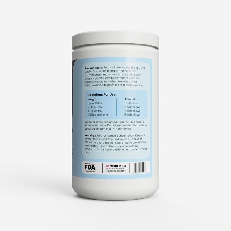 Calming Aid for Dogs – 60-Count Soft Chews with Melatonin, Chamomile & L-Tryptophan – Promotes Relaxation During Stressful Events – Vet Recommended Calming Supplement – Made in USA