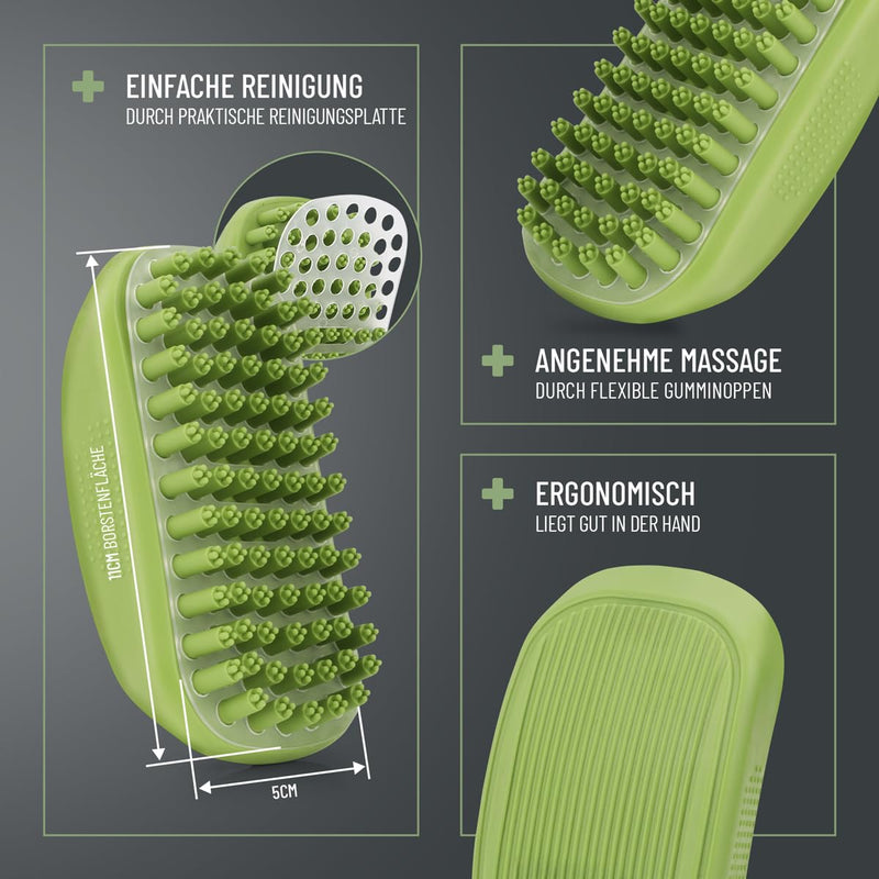 ReaVET bath brush rubber curry comb for dogs, cats, short hair and long hair, with massage effect - removes loose top hair, dust and dirt I bath curry comb for massaging dog shampoo