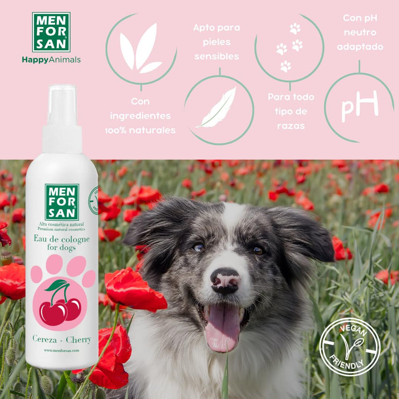 MENFORSAN Eau de Cologne for dogs | cherry | Intense and refreshing scent | Deodorizing effect | With very mild ingredients that do NOT irritate the skin | With neutral pH value | 125 ml 125 ml (pack of 1) - BeesActive Australia