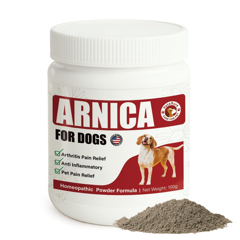 Arnica for Dogs, Pain Relief Medicine for Hip & Joint Pain, Arthritis Pain Relief Killer for Dog Cat, Anti Inflammatory, Help Reduce Muscle Joint & Hip Soreness Stiffness, Natural Powder Formula, 100g