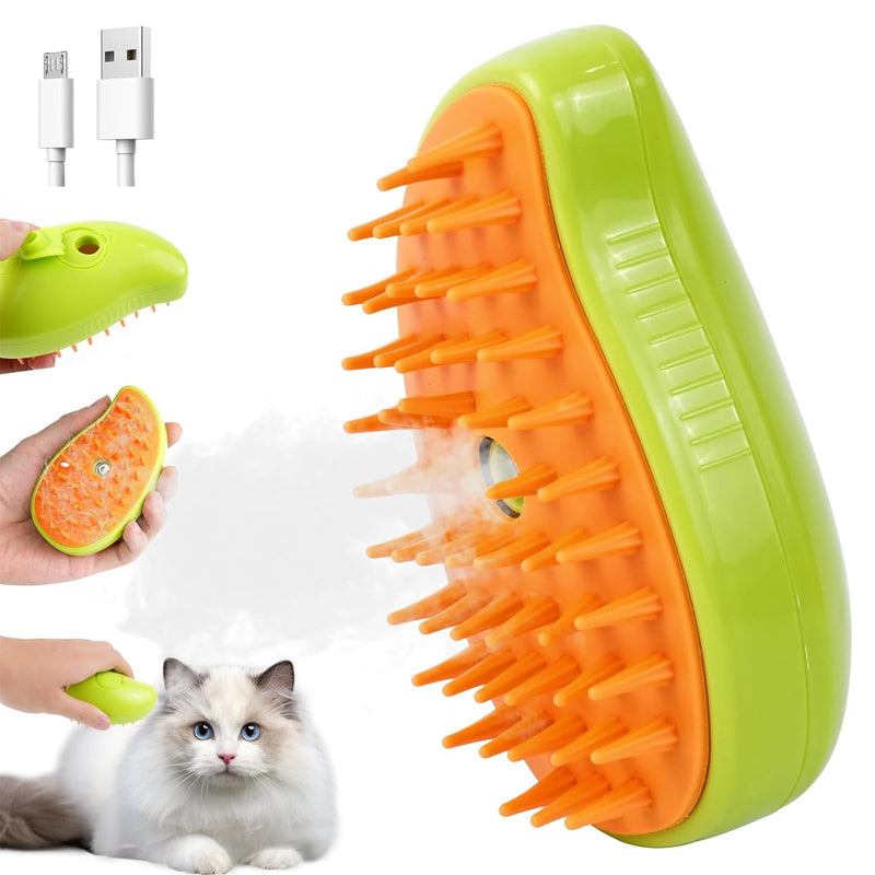 2pcs Cat Steam Brush, 3 in 1 Cat Steamy Brush Cleanser, Pet Spa Brush for Dogs Cats, Multifunctional Rechargeable Steaming Cat Brush Steamer, Pet Hair Comb for Removing Tangled And Loosse Hair - BeesActive Australia