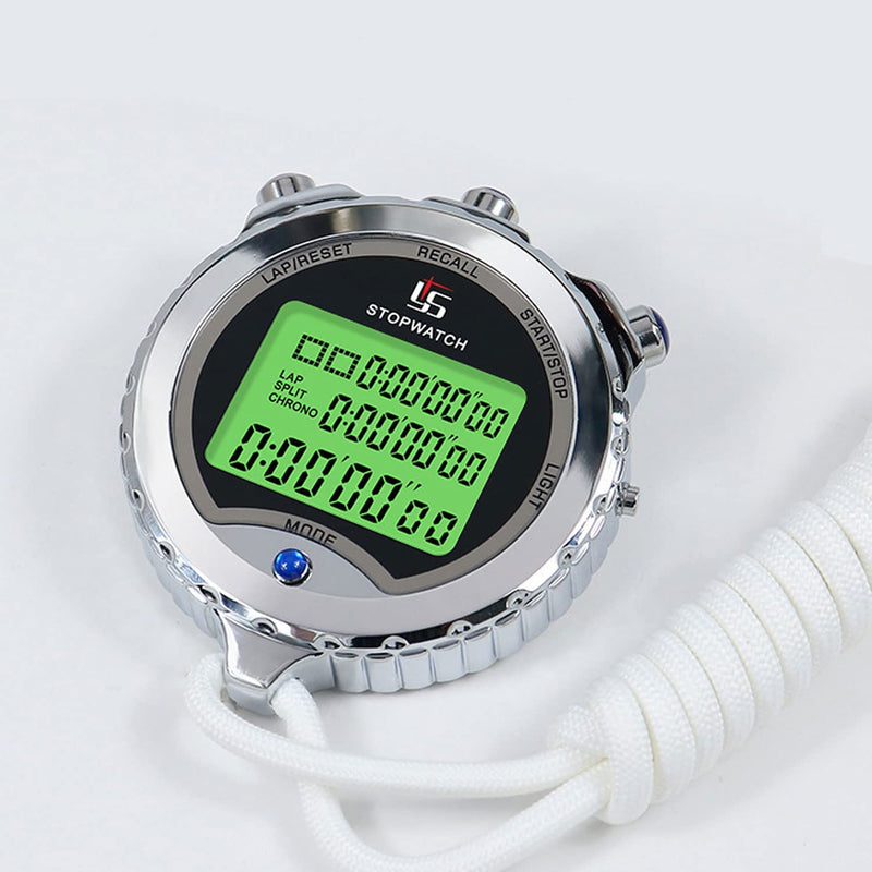 Stopwatch with Backlight，100 Lap Metal Stop Watch for Sports with Alarm Countdown 0.01second Timing, Digital Stopwatches Timer for Sports and Competitions