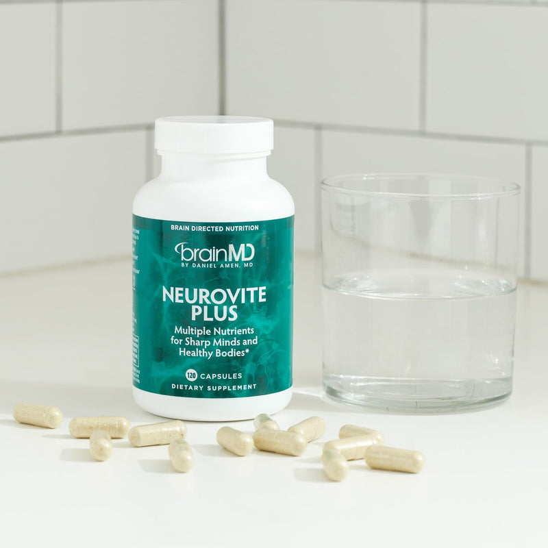 BRAINMD Dr Amen NeuroVite Plus - 120 Capsules - Multivitamin & Mineral Supplement, Enhanced with Phytonutrients, Enzymes & Whole Foods - Gluten Free - 30 Servings 30 Servings (Pack of 1)
