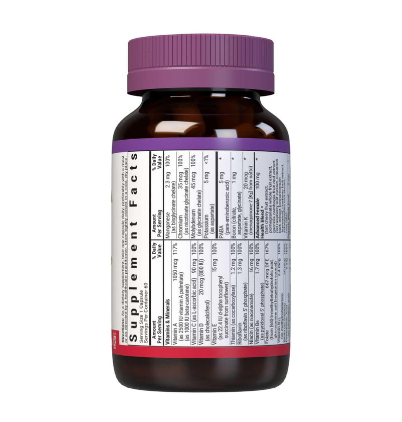 BlueBonnet Nutrition Ladies One Vegetable Capsule, Whole Food Multiple, K2, Organic Vegetable, Energy, Vitality, Non-GMO, Gluten Free, Soy Free, Milk Free, Kosher, 60 Vegetable Capsule, 2 Month Supply | Organic 60 Count (Pack of 1)