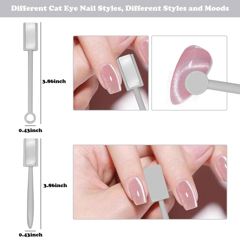 10Pcs Cat Eye Nail Magnet Set Cat Eye Magnet for Nails, Nail Magnets for Nail Art Cat Eye Nails 3D Strong Pen, Magnet Rod, Manicure Tool, Double Head Nail Magnet Rod for Making Cat Eye Nails - BeesActive Australia