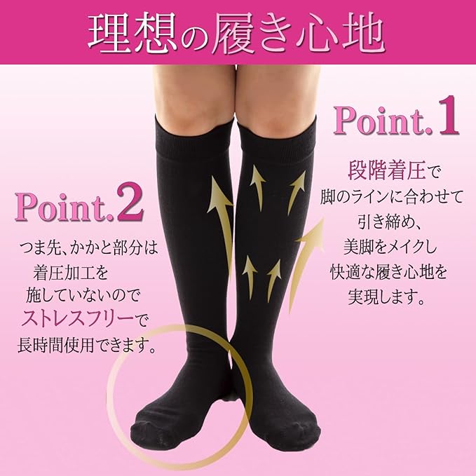 Nowest Compression Socks, Women's, 22~25cm, For Medical Nurses, Day and Night Use [Supervised by Diet Instructor] - BeesActive Australia
