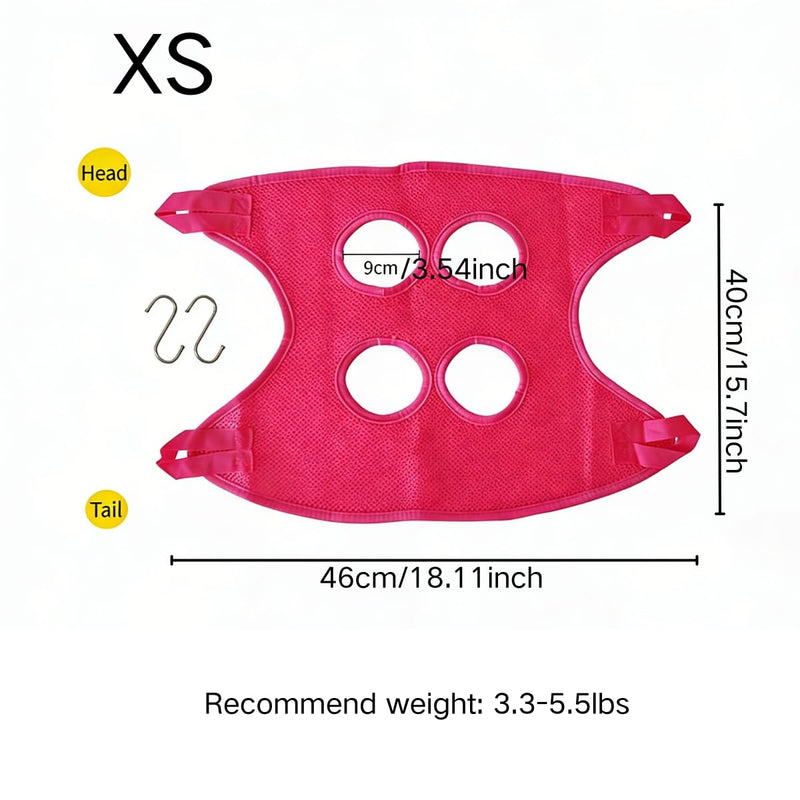 Rabbit Grooming Hammock with Safety Belt for Nail Clipping, Grooming, Bunny Bathing Bag for Nail Trimming, Cat Claw Care Bag, Small Animal Grooming Harness (Red,X-Small) Red X-Small - BeesActive Australia