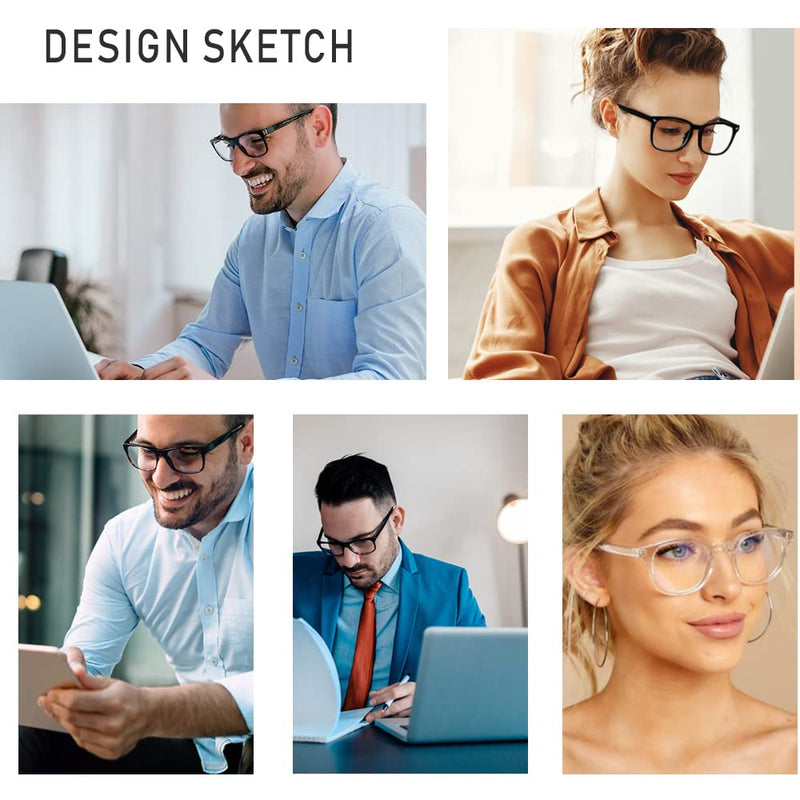 2 Pack, Blue Light Glasses for Women, Blue Light Glasses, Blue Light Glasses Men, Bluelight Glasses Womens, Computer Glasses Black + Transparent - BeesActive Australia