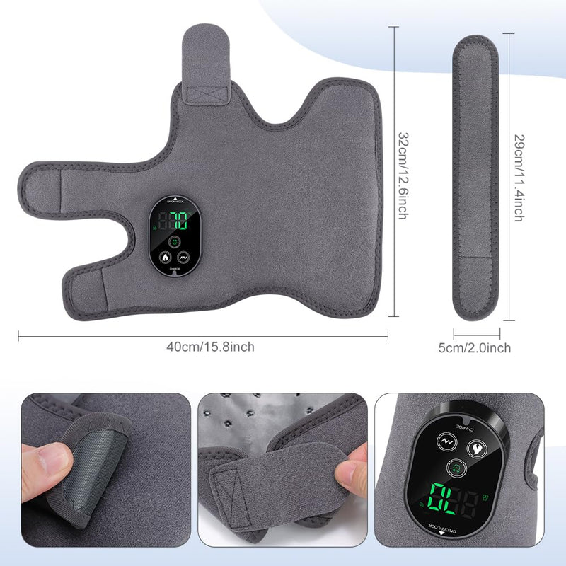 Ankle Massager,3-in-1 Wearable Hot & Vibration Massager for Feet, Ankles, and Arms | Reusable Heating Pad Brace for Home Recovery (Grey) Grey - BeesActive Australia