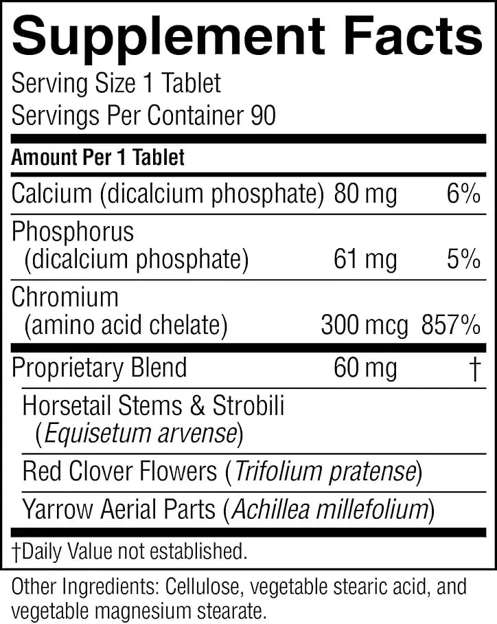 Nature's Sunshine Chromium GTF, 300MCG, 90 Tablets | Chromium Promotes Blood Sugar and Blood Fat Levels Already in the Normal Range and Helps Transport Glucose into Cells - BeesActive Australia