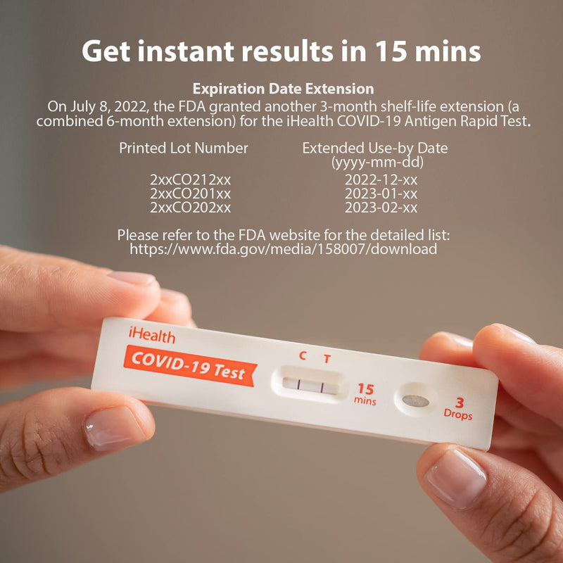 iHealth COVID-19 Antigen Rapid Test, 1 Pack, 2 Tests Total, FDA EUA Authorized OTC at-Home Self Test, Results in 15 Minutes with Non-invasive Nasal Swab, Easy to Use & No Discomfort Orange