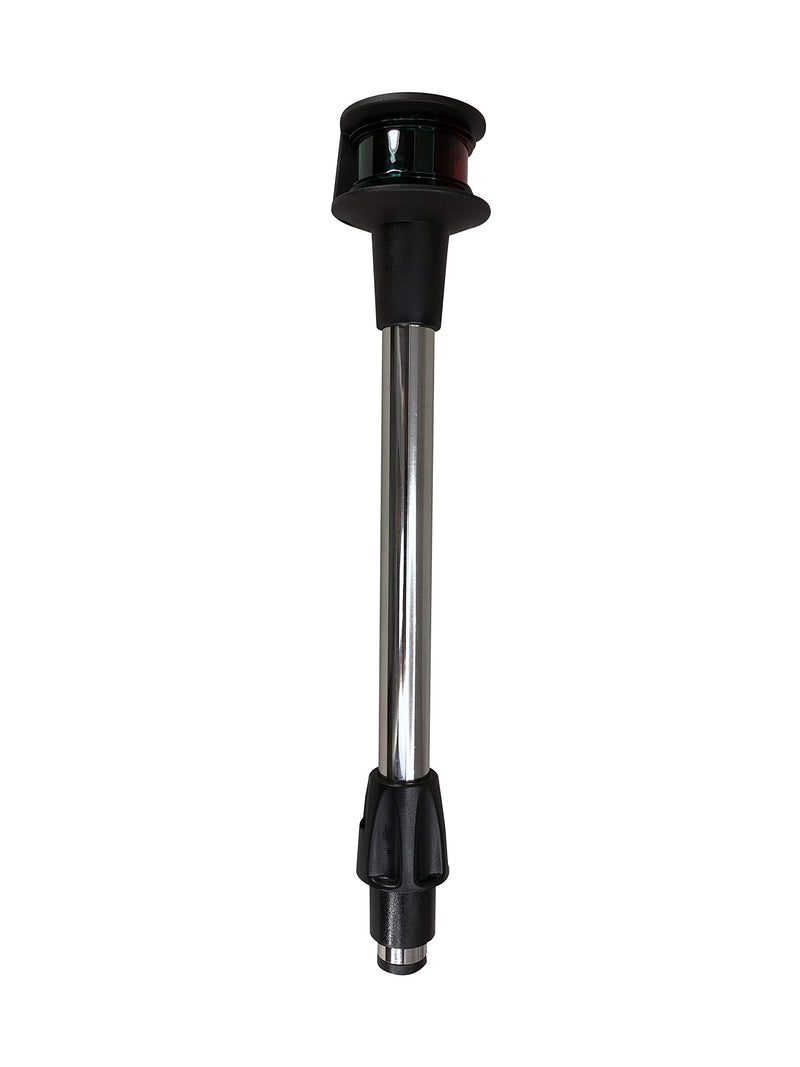 Pactrade Marine Boat Bi-Color Navigation Bow Light Red and Green Pole Light with 12 Inches with 2-Pin Removable Plug in Aluminum Post for Boat Pontoon Yacht Skeeter
