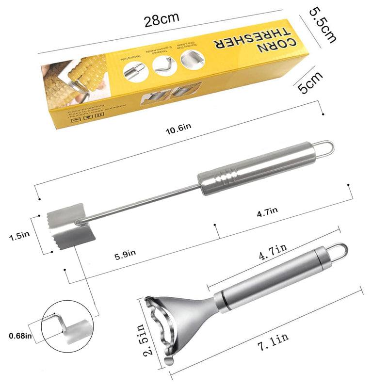 Corn Peeler For Corn On The Cob，2025 Upgrade Sawtooth Corn Cob Stripper Tool ，Ergonomic Design Ideal Tool For Long Handle Stainless Steel Corn On the Cob Stripper Tool (Silver, 1pack+1peeler) Silver - BeesActive Australia