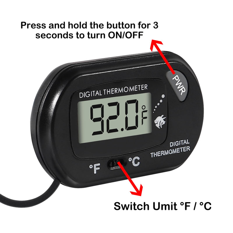 10Pcs Aquarium Thermometer Fish Tank Thermometer Reptile Terrarium Water Test Digital with LCD Display Fahrenheit/Celsius(℉/℃) 10PCS - BeesActive Australia